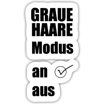 Graue-Haare-Modus AN Geschenk - Sticker Größe S (10 x 10 cm) - Mattweiß - Vorne