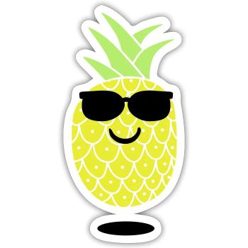 cool ananas - Sticker Größe S (10 x 10 cm) - Mattweiß - Vorne