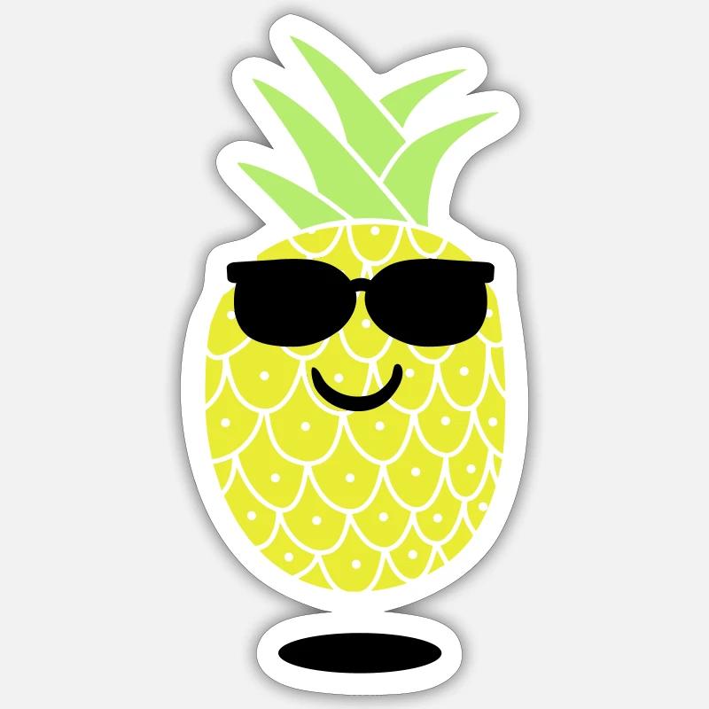 cool pineapple - Sticker size S (10 x 10 cm) - white matte
