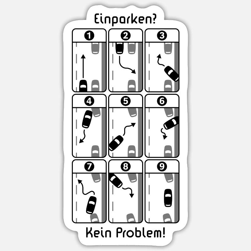 Parking? No problem! (PNG) - Sticker size S (10 x 10 cm) - white matte