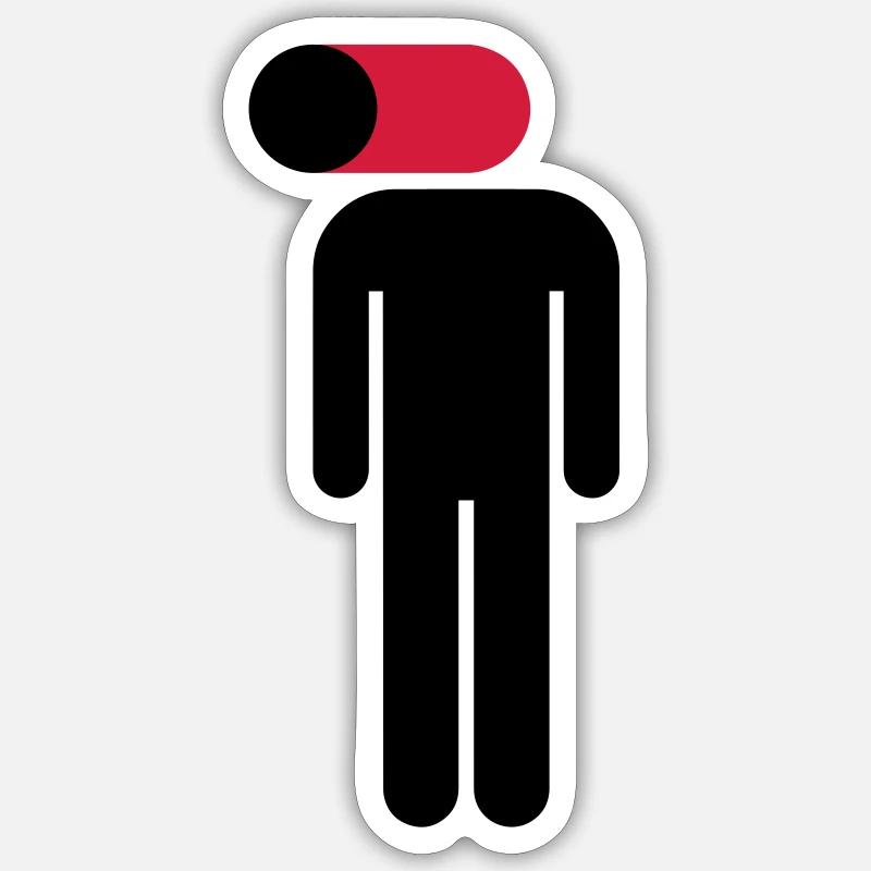 Mobile sur, cerveau désactivé - Sticker taille S (10 x 10 cm) - blanc mat
