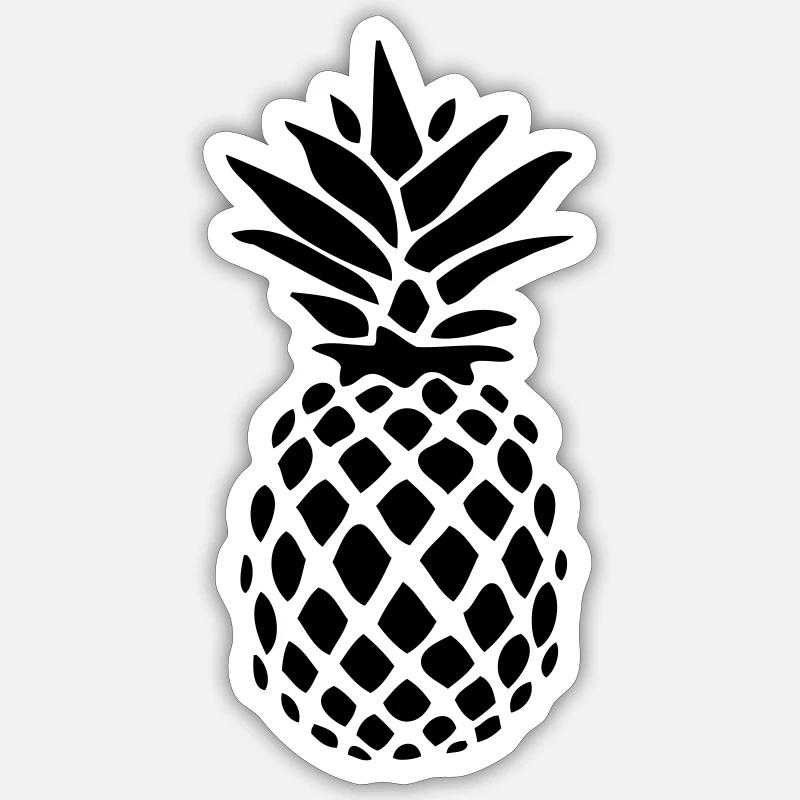Pineapple black silhouette - Sticker size S (10 x 10 cm) - white matte