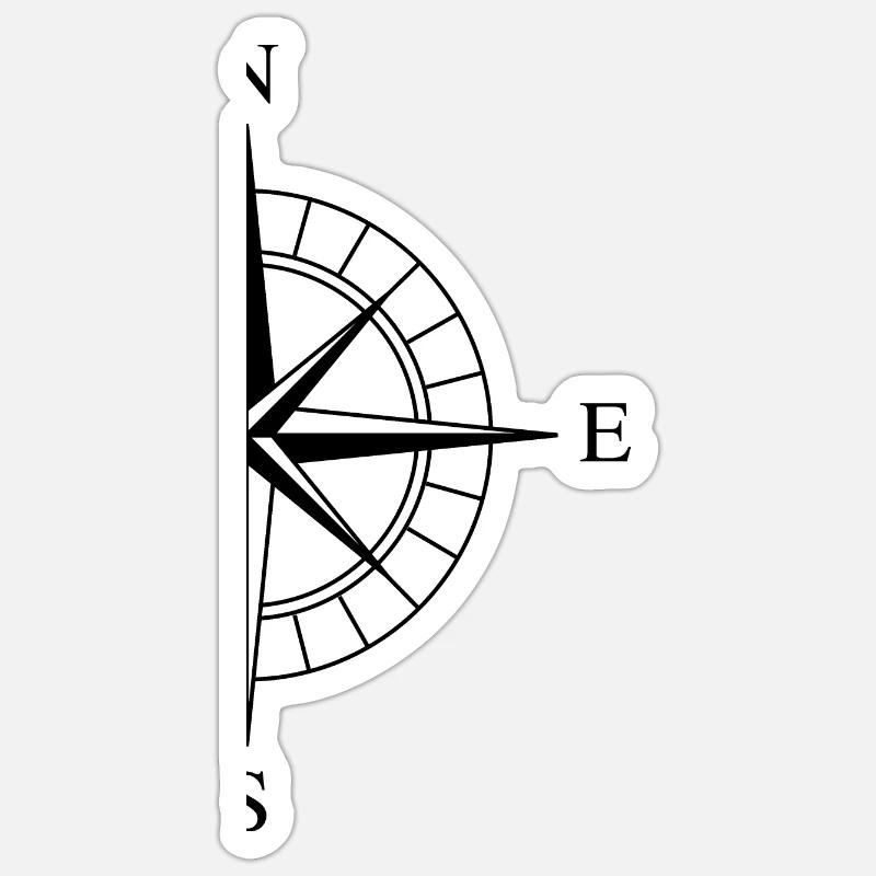 Kompass Windrose - Sticker Größe S (10 x 10 cm) - Mattweiß