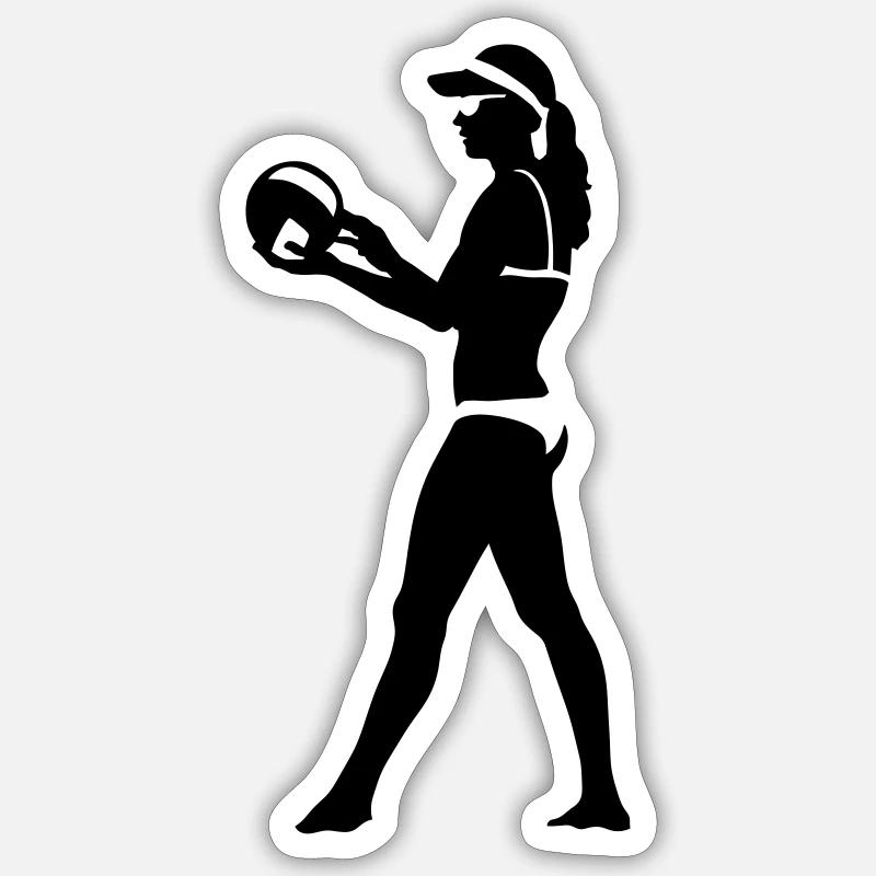 Beachvolleyball - Sticker Größe S (10 x 10 cm) - Mattweiß