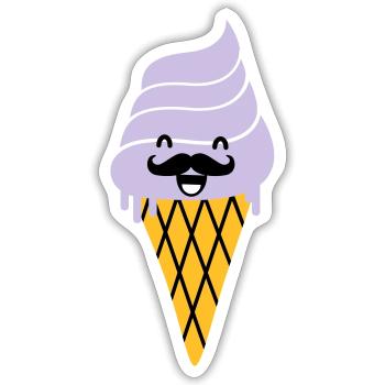 ice cream with moustache - Eis mit Bart - Sticker Größe S (10 x 10 cm) - Mattweiß - Vorne