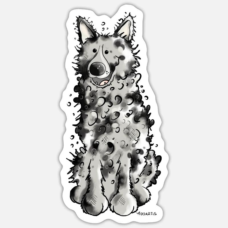 Mudi Chien - Sticker taille S (10 x 10 cm) - blanc mat