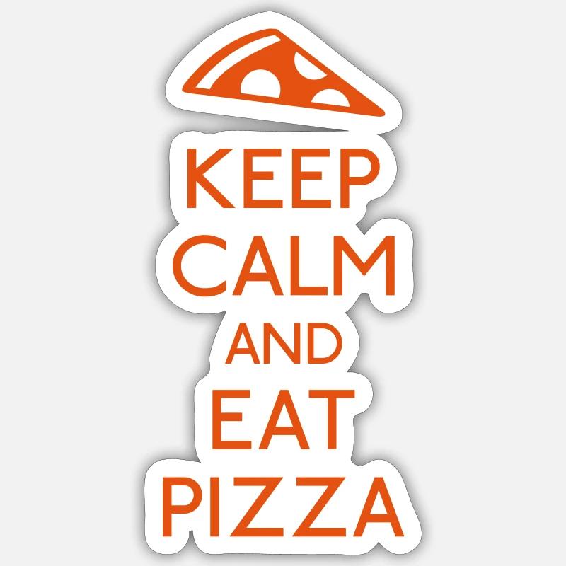 Keep Calm Pizza - Sticker taille S (10 x 10 cm) - blanc mat