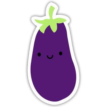 aubergine mit gesicht augen mund niedlich suess ge - Sticker Größe S (10 x 10 cm) - Mattweiß - Vorne