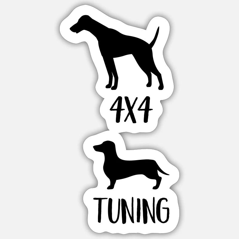 Teckel 4x4 - Sticker taille S (10 x 10 cm) - blanc mat