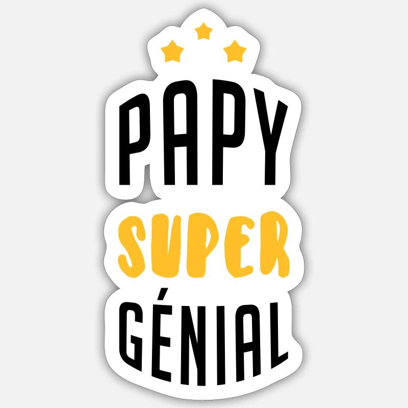 Papy Papi Grand-Père Retraite famille - Sticker taille S (10 x 10 cm) - blanc mat