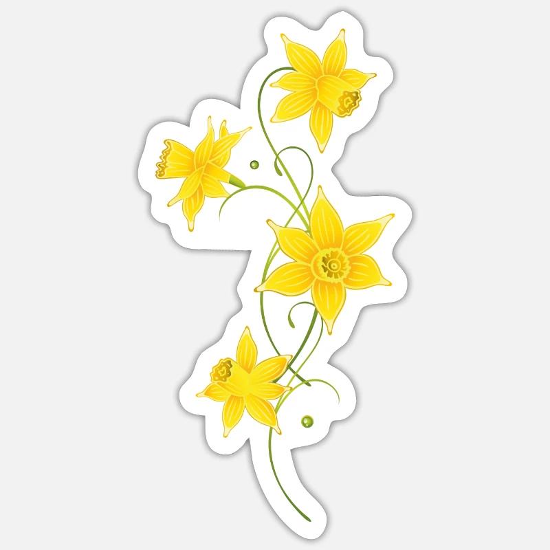 Filigree Daffodils Flowers. Spring, Easter. Sticker size S (10 x 10 cm)