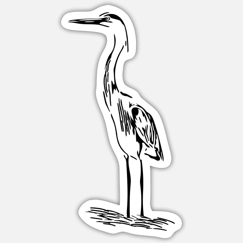 Héron élégant - Sticker taille S (10 x 10 cm) - blanc mat