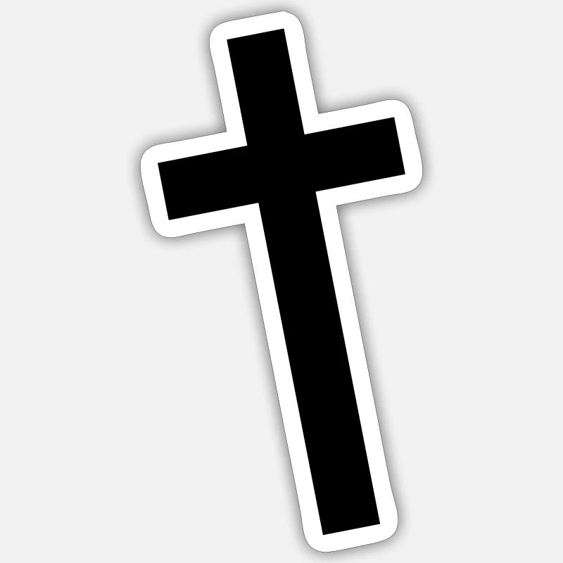 Crucifix diagonale croix rétro - Sticker taille S (10 x 10 cm) - blanc mat