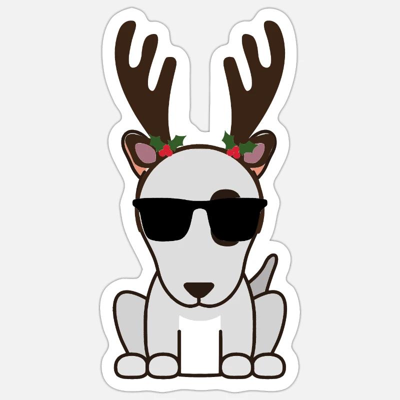 Pitbull Renne - Sticker taille S (10 x 10 cm) - blanc mat