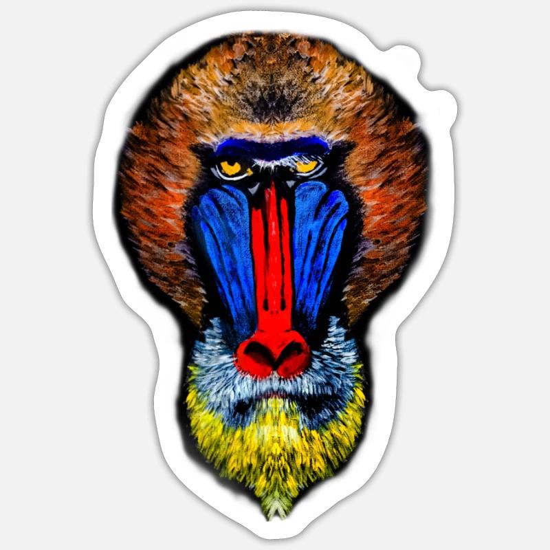 Painted Baboon - Sticker size S (10 x 10 cm) - white matte