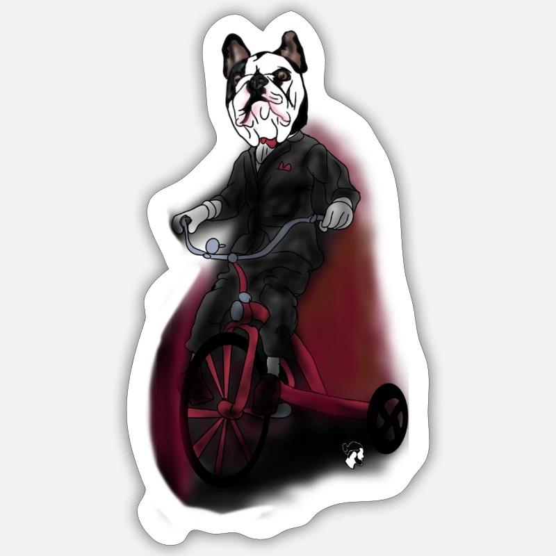 Tricycle de bouledogue - Sticker taille S (10 x 10 cm) - blanc mat