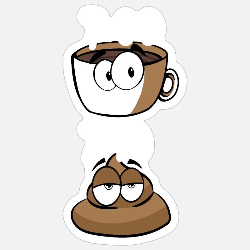 CAFÉ CACA PETIT DÉJEUNER - Sticker taille S (10 x 10 cm) - blanc mat