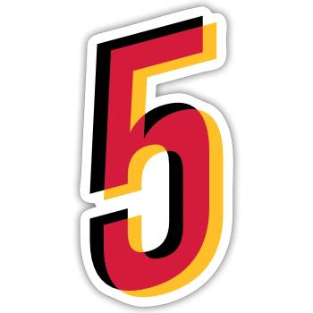 5 Number Germany Jersey Number Black Red Gold - Sticker size S (10 x 10 cm) - white matte - Front
