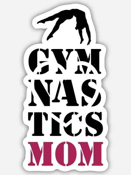 Gymnastics Mom, Turnen - Sticker Größe S (10 x 10 cm) - Mattweiß