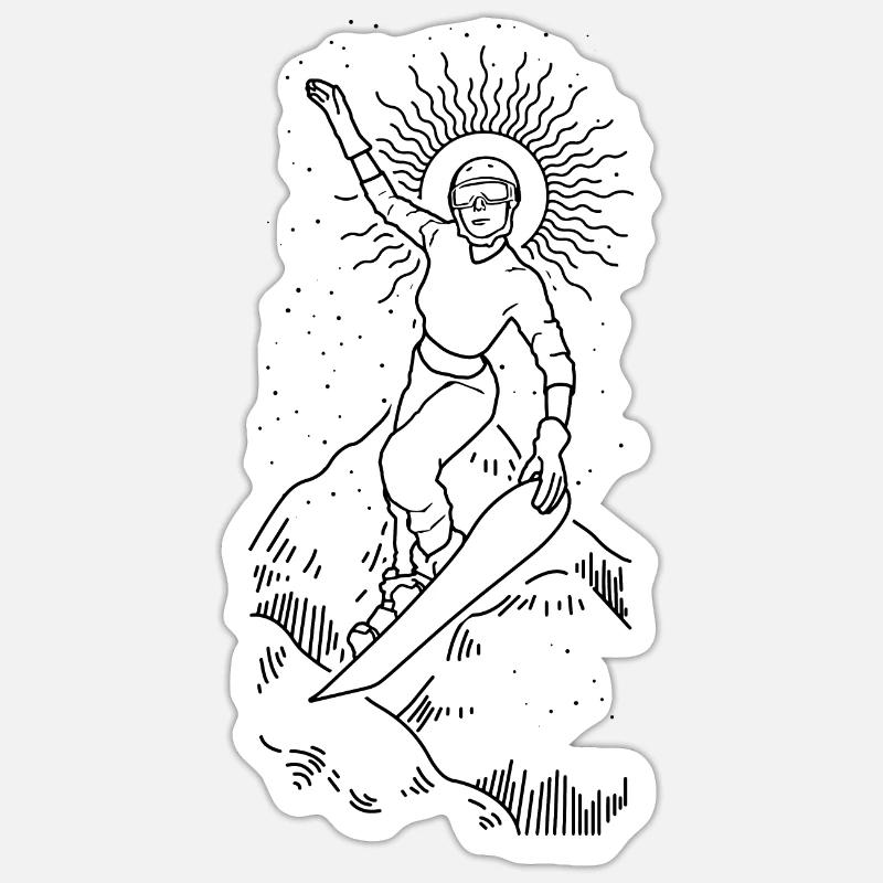 Snowboardeuse dans la poudreuse, en pente raide ! Sticker taille S (10 x 10 cm)