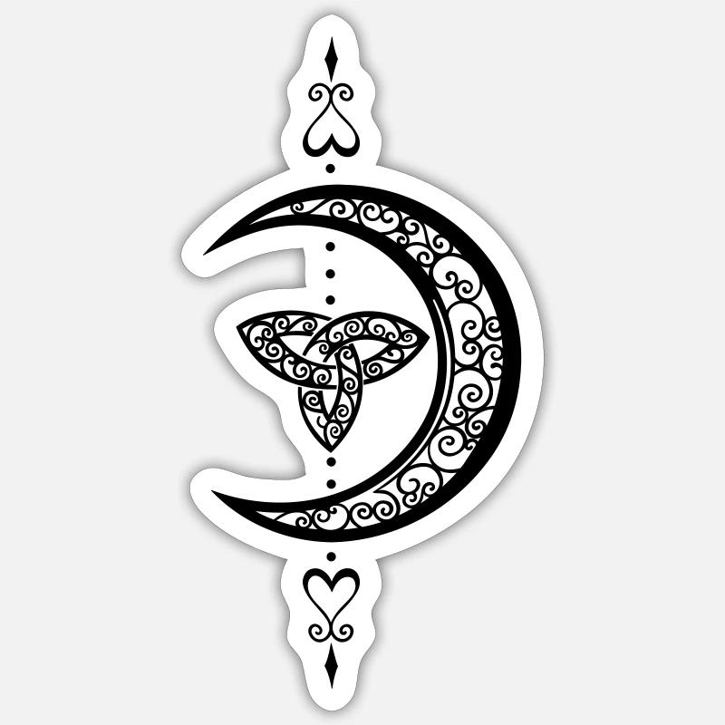 Mond Celtic Trinity Moon - Sticker Größe S (10 x 10 cm) - Mattweiß