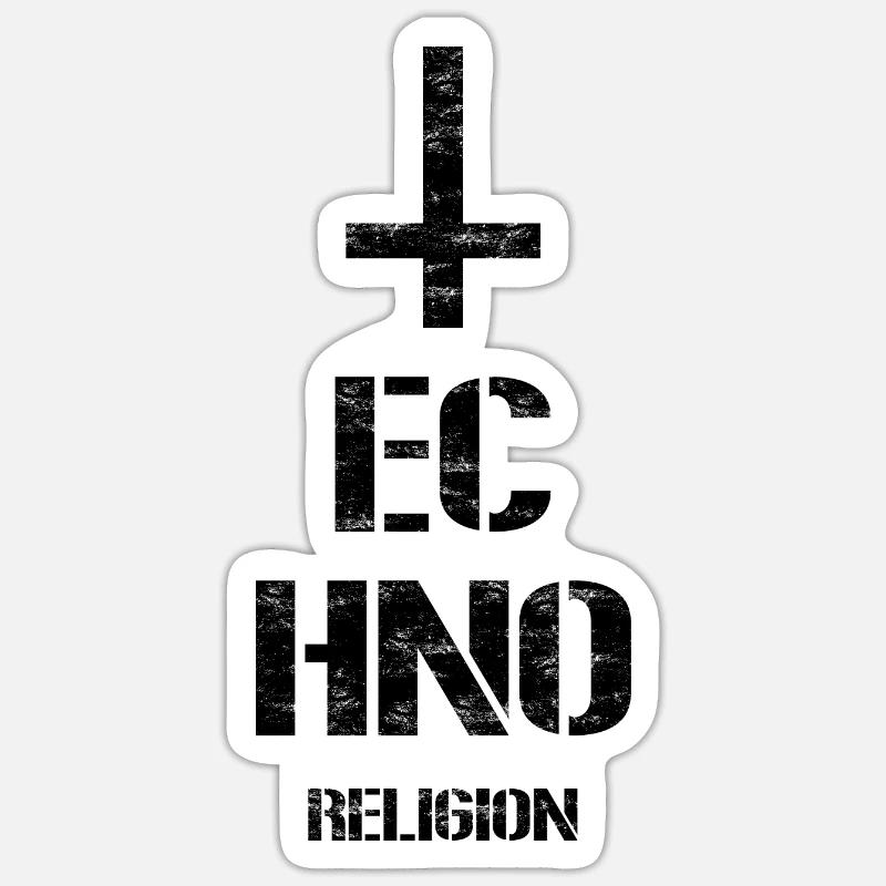 Techno - Rave - Geschenk - Techno merch - Kreuz Sticker Größe S (10 x 10 cm)