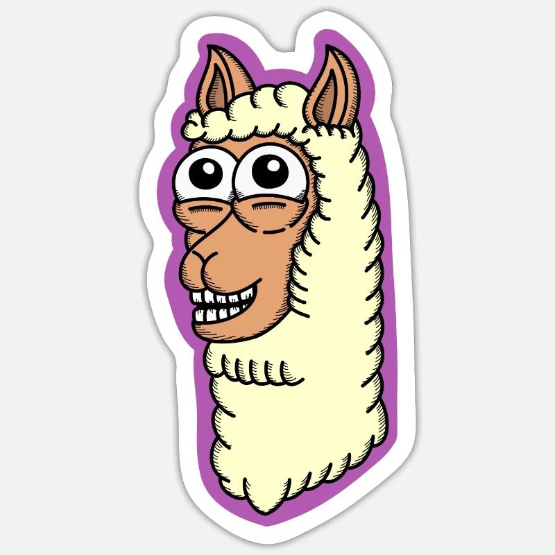 Happy Lama - Sticker Größe S (10 x 10 cm) - Mattweiß