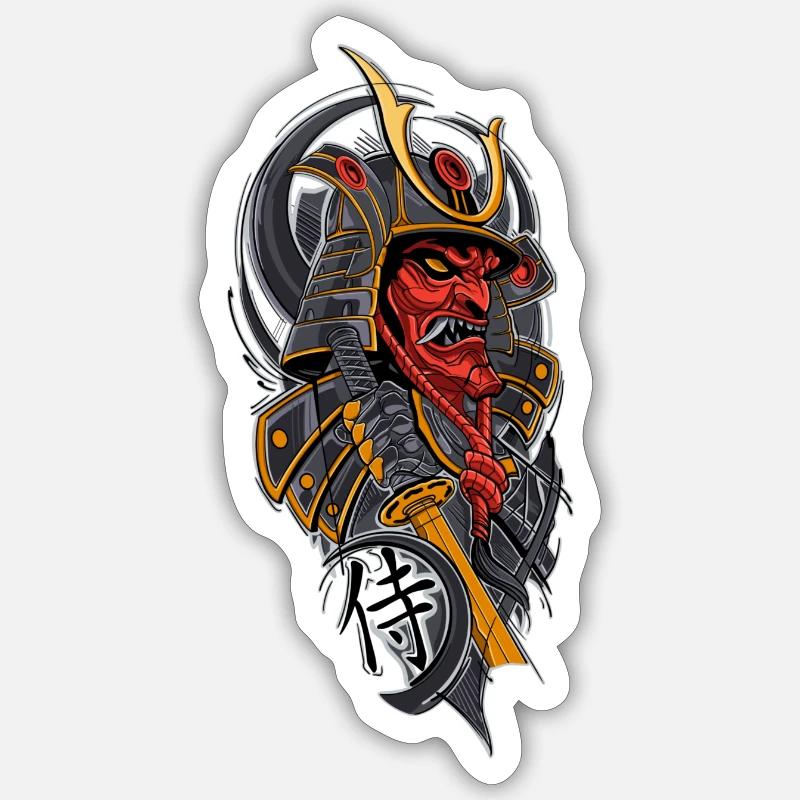 Samurai-Krieger - Sticker Größe S (10 x 10 cm) - Mattweiß