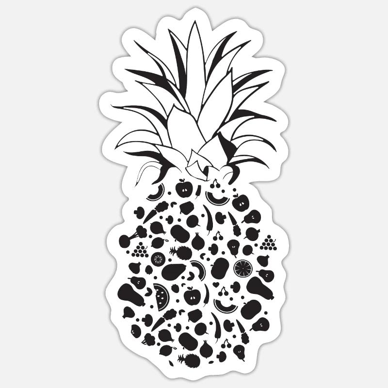 Früchte als Ananas - Sticker Größe S (10 x 10 cm) - Mattweiß