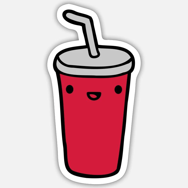 Cola Becher Restaurant - Sticker Größe S (10 x 10 cm) - Mattweiß