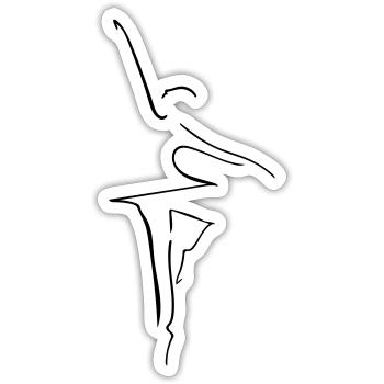 Ballerina Line Art - Minimaliste - Sticker taille S (10 x 10 cm) - blanc mat - Devant