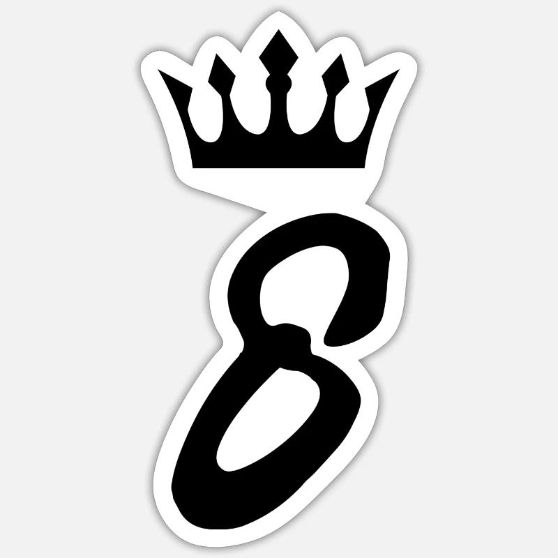 8 Number crown - Sticker size S (10 x 10 cm) - white matte