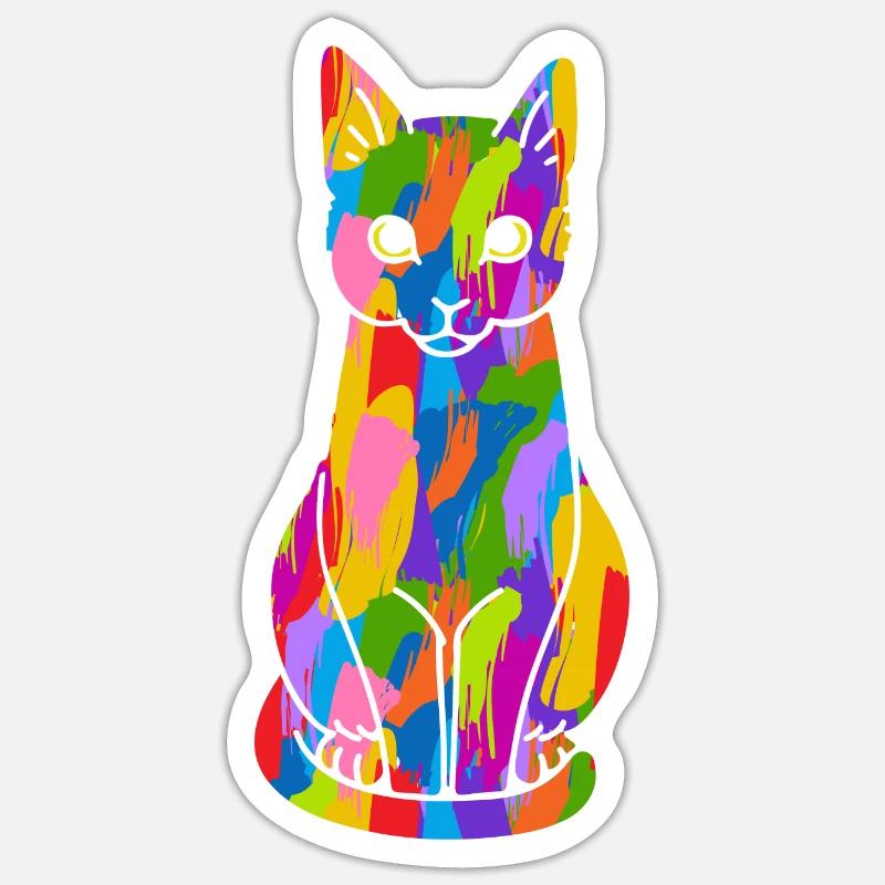 Katze Bunt Sticker Größe S (10 x 10 cm)