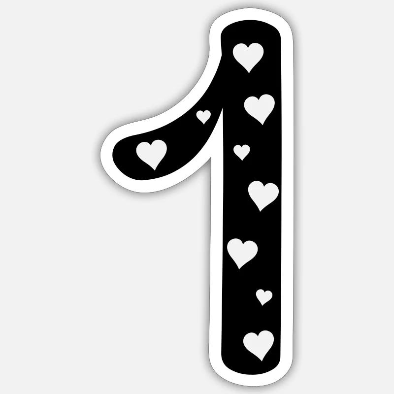 1 anniversaire avec le cœur Sticker taille S (10 x 10 cm)