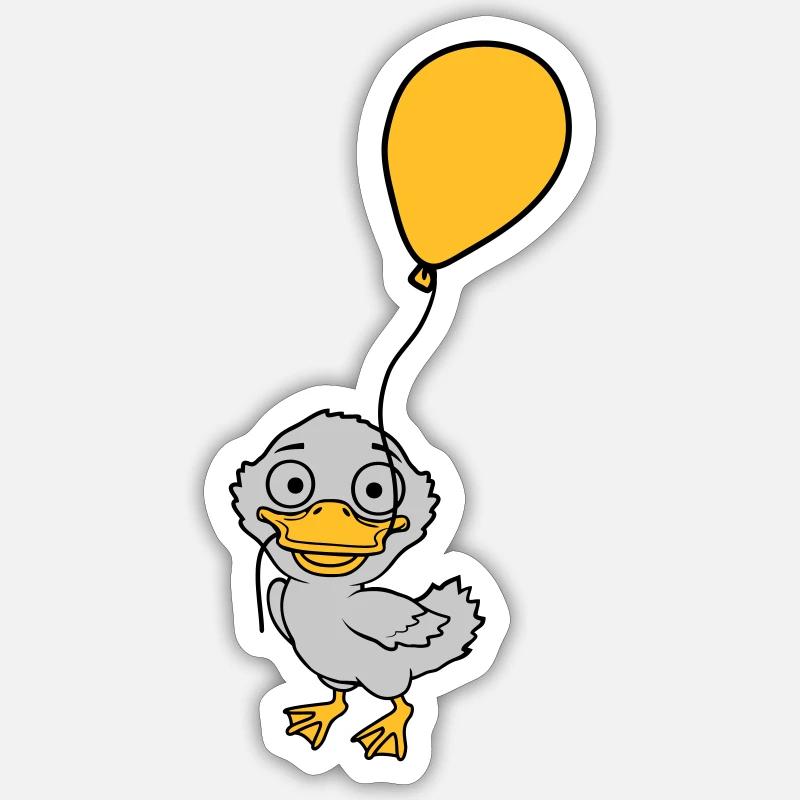 Ballon petit canard mignon - Sticker taille S (10 x 10 cm) - blanc mat