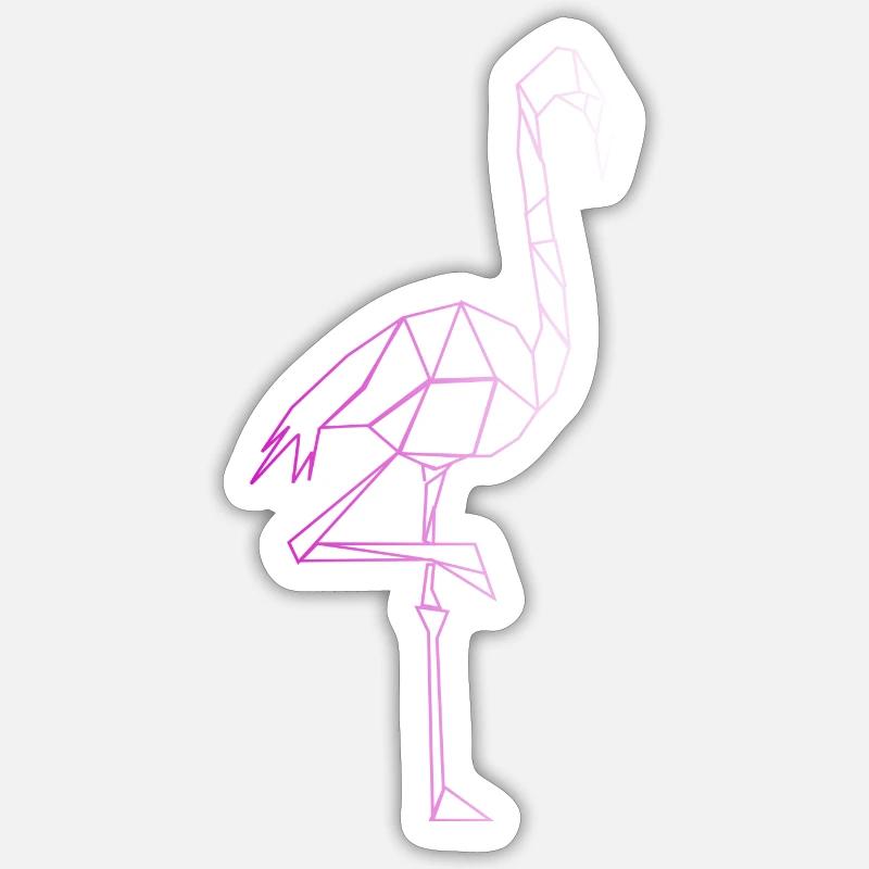 Flamingo Poly minimalistisch - Sticker Größe S (10 x 10 cm) - Mattweiß