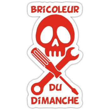 Bricoleur du dimanche (rouge) - Sticker taille S (10 x 10 cm) - blanc mat - Devant