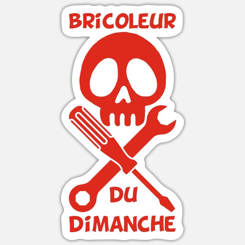 Bricoleur du dimanche (rouge) - Sticker taille S (10 x 10 cm) - blanc mat