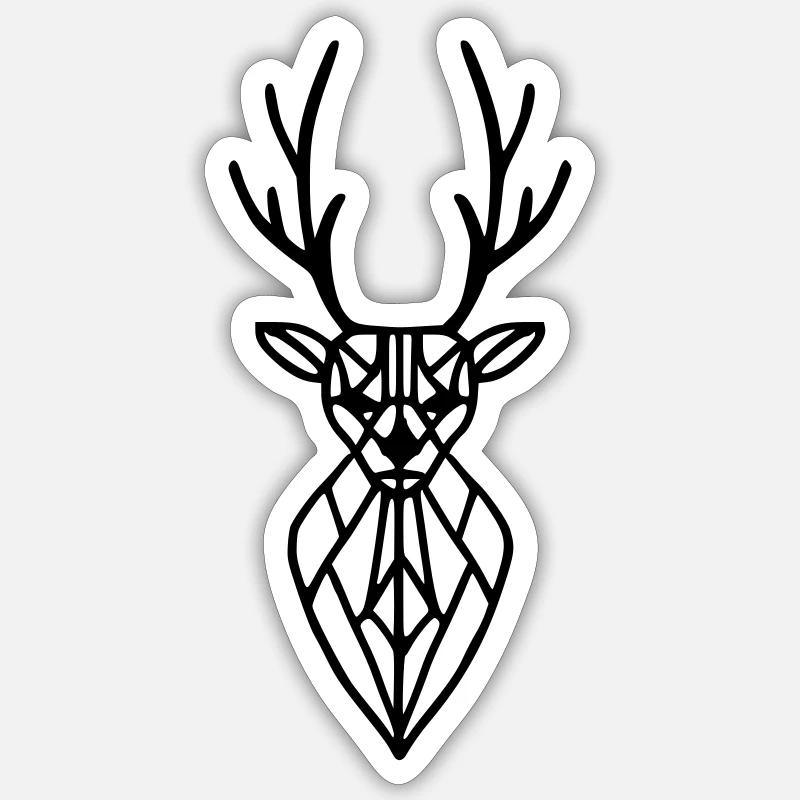 Hirschkopf - Sticker Größe S (10 x 10 cm) - Mattweiß