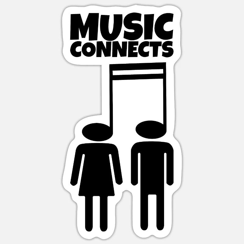 La musique se connecte - Sticker taille S (10 x 10 cm) - blanc mat