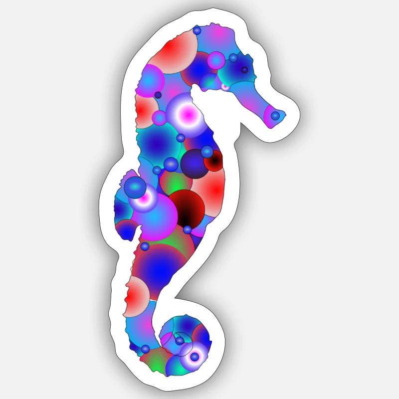 Hippocampe Multicolor Sticker taille S (10 x 10 cm)