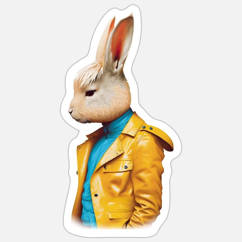 Herr Rabbit - Sticker Größe S (10 x 10 cm) - Mattweiß
