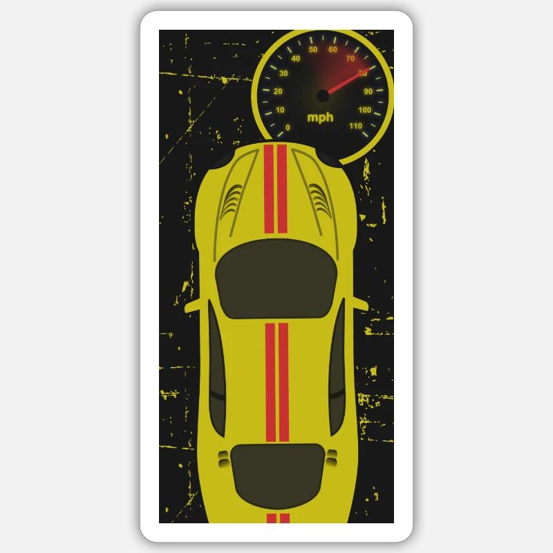 Auto mit Tachometer - Sticker Größe S (10 x 10 cm) - Mattweiß