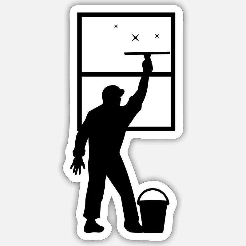 Window cleaner - Sticker size S (10 x 10 cm) - white matte