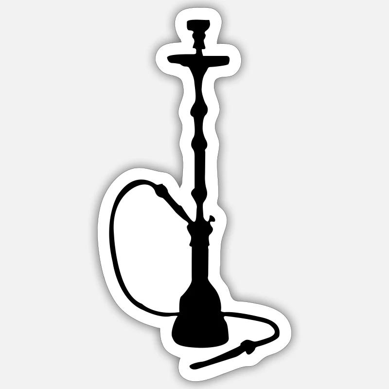 narguilé - Sticker taille S (10 x 10 cm) - blanc mat