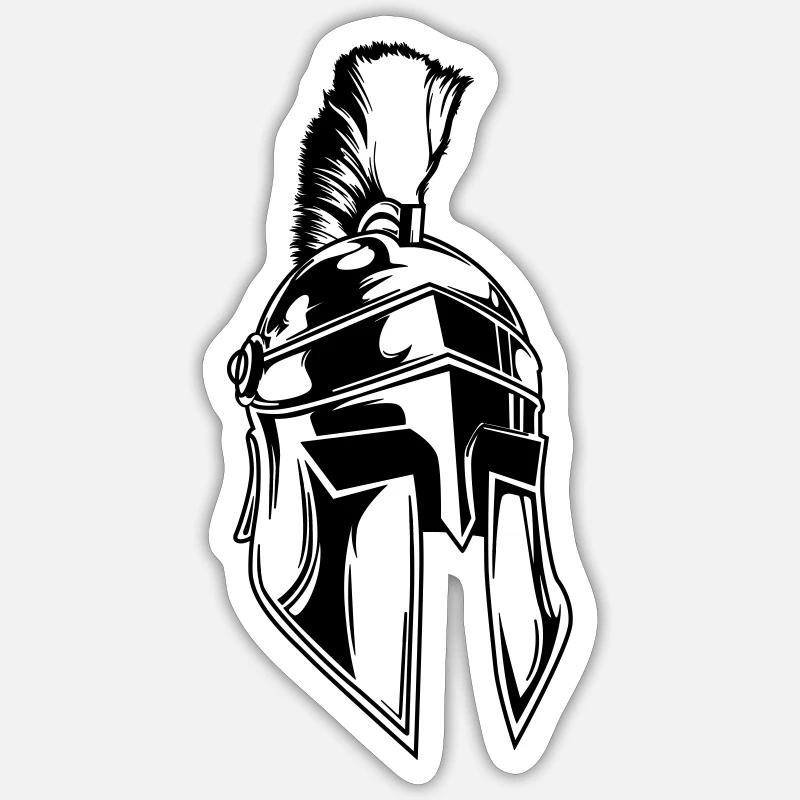 sparta helm - Sticker Größe S (10 x 10 cm) - Mattweiß