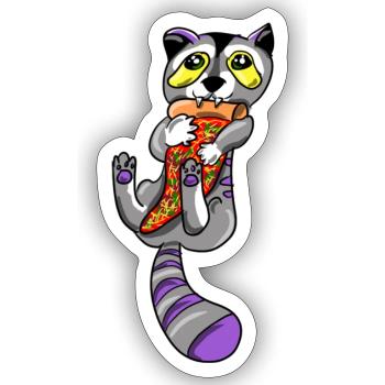 Nicht Binärer Pizza Waschbär - Sticker Größe S (10 x 10 cm) - Mattweiß - Vorne