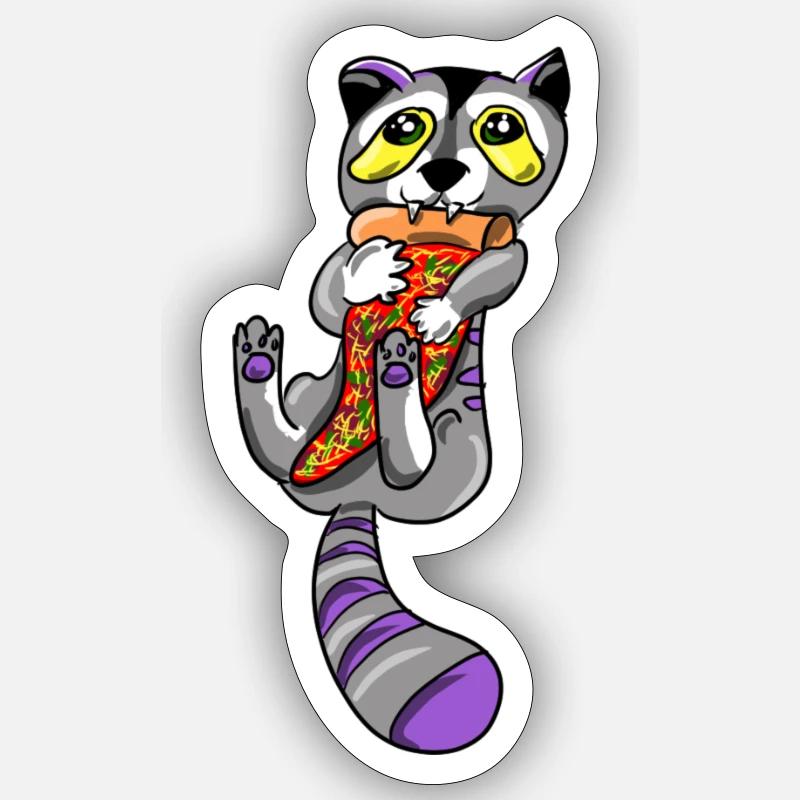 Nicht Binärer Pizza Waschbär Sticker Größe S (10 x 10 cm)