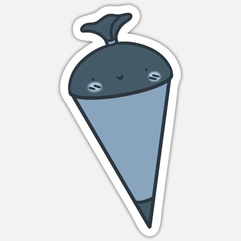Joli cône d’école bleu - Sticker taille S (10 x 10 cm) - blanc mat