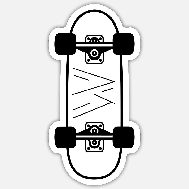 Skateboard - Sticker Größe S (10 x 10 cm) - Mattweiß